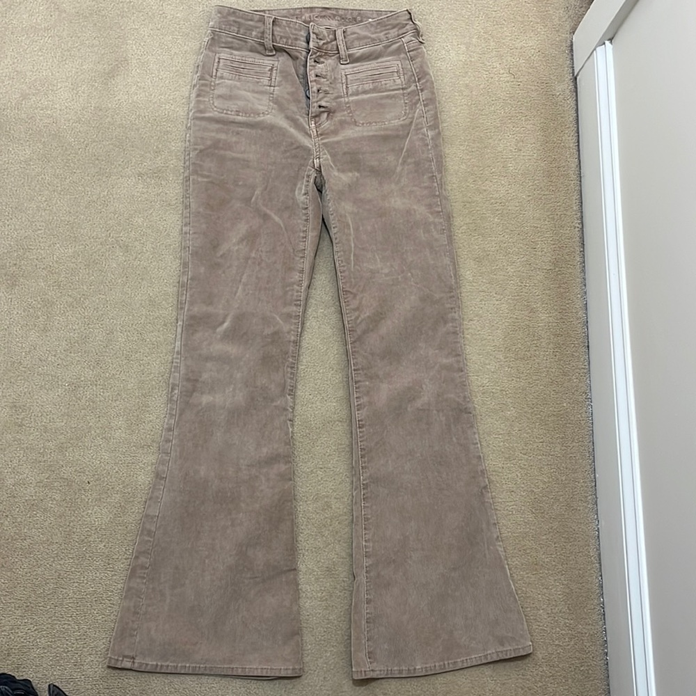 American Eagle Stretch Corduroy Super High-Waisted Flare Pants NWT